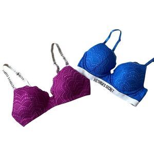 Victorias Secret 34B Bras Lace Demi perfect shape bra lined no wire VS Angels